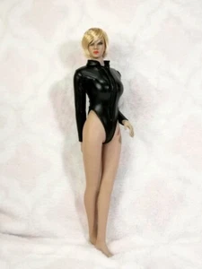 1/6 Scale Female One-piece Black Tight Leather Clothes Fit 12'' Action Figures - Picture 1 of 9