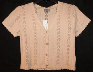 NWT Boutique Cupcake Woman's SS Pointelle Cardigan Top Sz Medium - Picture 1 of 1