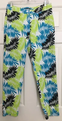 Новый без ЯРЛЫКОВ Metrostyle размер 10 лайм зеленый синий черный цветочный брюки женщин - Изображение 1 из 4