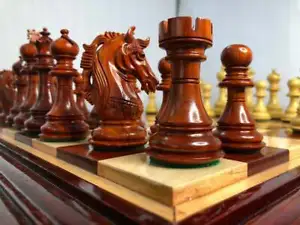 Bud Rosewood Luxury Staunton Chess Pieces Set King 4.5" Alexander Series Weightd - Picture 1 of 11