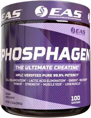EAS Phosphagen Ultimate Creatine Monohydrate 99.9% Pure 100svg Unflavored New - Image 1 of 2