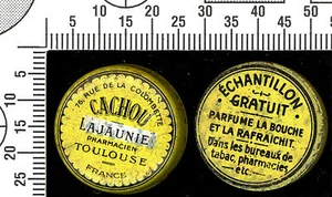 Boite publicitaire en métal CACHOU LA JAUNIE, Pharmacien Toulouse. Vers 1930 - Picture 1 of 1