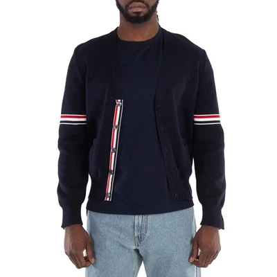 Thom Browne Stripe Detailed Milano V-Neck Cardigan, Brand Size 2 (Medium) - Image 1 of 4