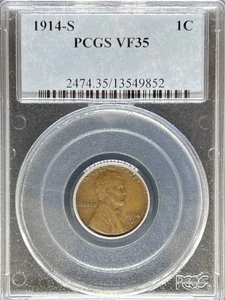 1914-S Lincoln Cent VF35 PCGS VF35BN (#PA13549852) - Picture 1 of 2