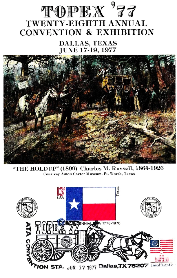 Tarjeta de recuerdo ATA TOPEX 77 repro #1660 bandera del bicentenario de Texas #1622 1977 Foto 1 de 1