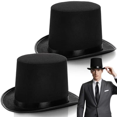 Pumtus 2 Pack Black Felt Top Hat, Funny Party Stovepipe Hat, Formal Tuxedo Va... - Изображение 1 из 4