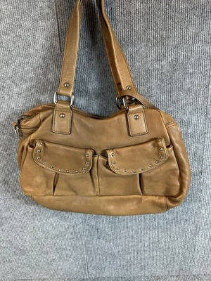 Bolso de Mano Hobo de Cuero Abro Mediano Bandolera Monedero Tachonado  Foto 1 de 4