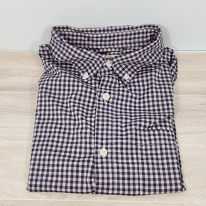 St John Bay Men’s Shirt Plaid Size L Short Sleeves Classic Fit Pink & Navy Check - Picture 1 of 10