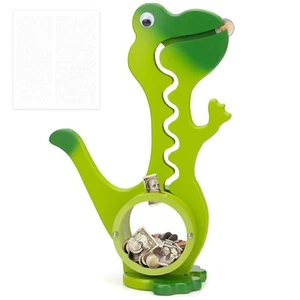 Wooden Dinosaur Piggy Bank Boalord for Boys Girls Clear Big Belly Animal Coin... - Picture 1 of 7