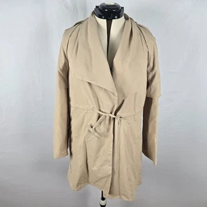 Raincoat Women's Medium Tan Tie Closure Long Sleeve Long Length NWOT - Picture 1 of 16