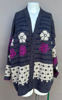 Cárdigan Natural Life Calla Jacquard Gris Rayas Suéter De Gran Tamaño - S/M - NUEVO Foto 1 de 4