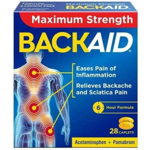 Backaid Max Maximum Strength Acetaminophen Caplets Aspirin Free 28 Ct Pack of 12 - Picture 1 of 2