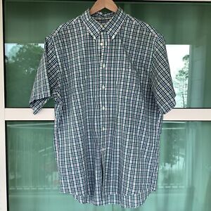 Brooks Brothers Button Down Shirt Large Green  Check Cotton Mens