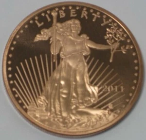 2011 ST. GAUDENS WITH EAGLE .999 COPPER ROUND - Picture 1 of 3