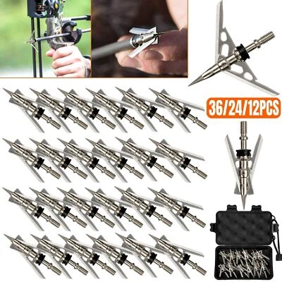 36/24x Archery Broadheads 2 Blade 2" Dia 100Grain Hunting Expandable Arrowheads - Image 1 of 4
