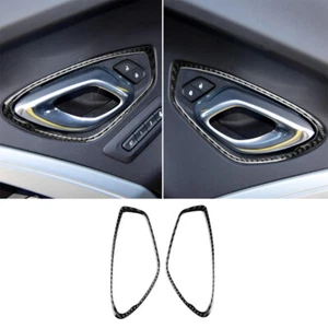 2× Carbon Fiber Interior Door Handle Ring Panel Cover For Chevrolet Camaro 2017+ - Picture 1 of 10