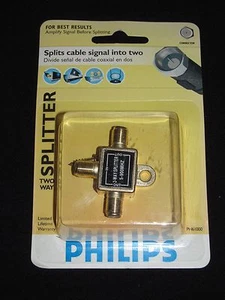 Philips 2-Way Cable Splitter Model: PH61000 - Brand New Sealed in Retail Packing - Picture 1 of 2