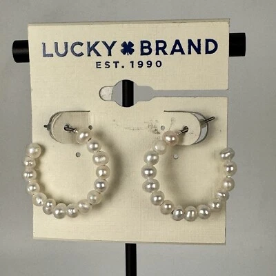 Pendientes de aro de perlas Lucky Brand nuevos con etiquetas Foto 1 de 4