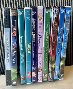 Disney Lot (10) Brave, Mermaid, Tinkerbell, Barbie, Pocahontas, Beauty DVDs - Picture 1 of 14