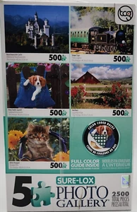 Sure-Lox Photo Gallery Jigsaw Puzzles 500 pc each Boxed Set Lot of 5 Open Box - Picture 1 of 3
