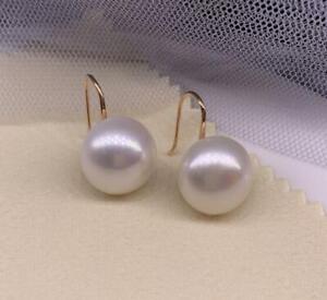 Huge AAA Natural 12-13mm white South Sea  pearl hook earrings fine silver