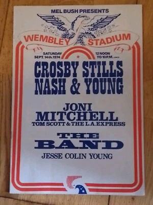 Crosby Still Nash & Young Joni Mitchell The Band 1974 Concert Tour Programme VG+ - Image 1 of 4