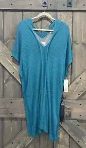 Mikael Aghal Emerald / Grey Knit Poncho Style Sweater Dress Size Large Brand New - Picture 1 of 11