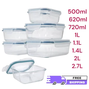 Glass Food Storage Containers Meal Prep Lunch Box Airtight Leak Proof Lid Glass - Picture 1 of 24