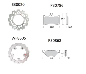 BRAKING KIT CHALLENGE ANTERIORE POSTERIORE YAMAHA T-MAX 530 2016 DISCO+PASTIGLIE - Picture 1 of 1
