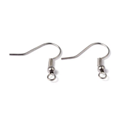 2000pcs Platinum Tone Brass Earring Hooks w/ Ball Ends Earwire Nickel Free 18mm - Image 1 of 3