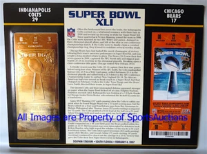 SUPER BOWL 41 INDIANAPOLIS COLTS / BEARS Willabee & Ward 22KT GOLD TICKET SB XLI - Picture 1 of 1