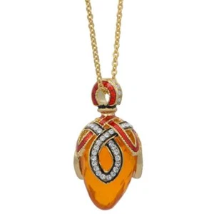 Sunlit Royal Egg: 20-Inch Crystal Loop Pendant with Yellow Stone - Picture 1 of 3