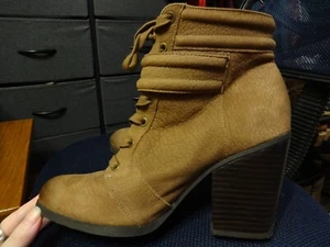 brown kennith reaction leather heels lace up ankle boots - Picture 1 of 4