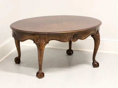 Late 20th Century Bookmatched Walnut Chippendale Coffee Cocktail Table Cover