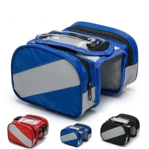 Borsa bici borsa manubrio bici mtb cellulare doppia borsa tubo superiore - Foto 1 di 8