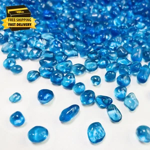 Blue Glass Stones, 0.85Lb/385G Aquarium Gravel Rocks, Blue Aquarium Pebbles Fish - Picture 1 of 2