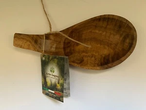 Arte Legno Olive Wood Leaf Shaped Rustic Handled Dipping Bowl Italy NWT Bowl F - Picture 1 of 7