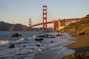 Golden Gate Bridge San Francisco California Bay Beach Photo Poster Art Print - Picture 1 of 1