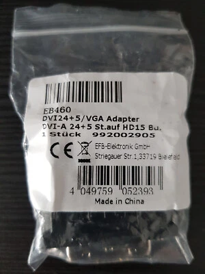 EFB EB460 - DVI VGA-Adapter / DVI-Stecker 24+5pol. / Monitor Grafikkarte - 1x - Bild 1 von 3