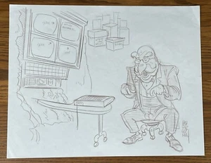 ALFRED IN THE BATCAVE ORIGINAL PRELIMINARY DRAWING ART SIGNED BOB FINGERMAN ART - Picture 1 of 4