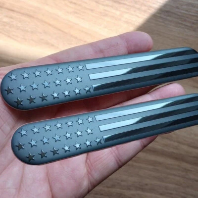 2PCS 3D American Flag Metal Sticker Side Fender Badge Emblem Decal Accessories - Image 1 of 4
