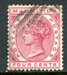 British 1885 QV Mauritius 4p Carmine SG #105 VFU W570 - Picture 1 of 6