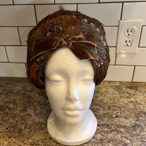 Vtg Winkelman’s Union Made Women's Feather Crown Headband Headpiece Hat Flapper - Picture 1 of 8