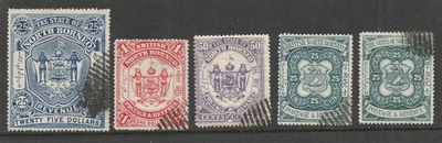 North Borneo 1894 QV 25c, 50c, $1, $25 high value group postage revenue CTO/HR - Image 1 of 2