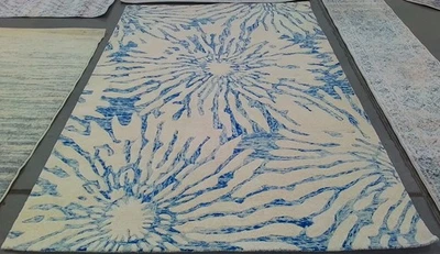 DARK BLUE IVORY 6'-0" x 9'-0" Back Stain Rug, Reduced Price 1172784746 BEL129B-6 - Image 1 of 4