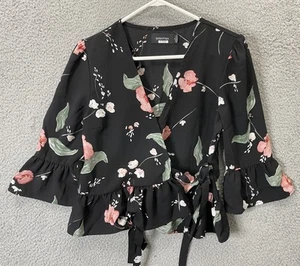 🔥 Rosa Visone • Camicetta Camicia Crop Top Floreale Leggera • Donna Taglia M - Foto 1 di 15