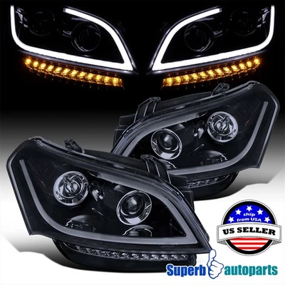 Fits 2010-2011 Kia Soul Glossy Black Projector Headlights LED Strip Signal Lamps - Imagem 1 de 4
