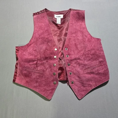 Colete de camurça vermelho Gitano vintage com alça traseira, 5 encaixes motociclista masculino de couro médio - Imagem 1 de 4