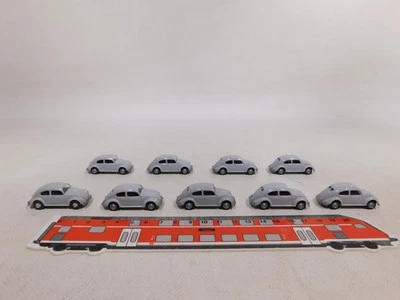 9x wiking H0 1:87 830? Autovettura Volkswagen VW Brezelkäfer Käfer Grigio Mint # - Immagine 1 di 4