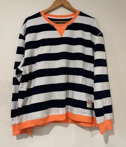 Hammill & Co Ladies Jumper Size M Navy Blue White Stripe Logo Lightweight Cotton - Picture 1 of 12
